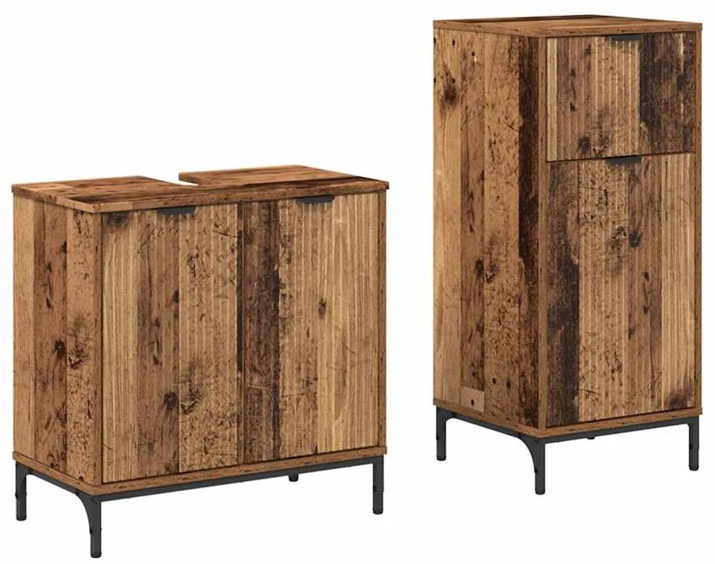 Fürdőszoba bútor szett 2 pcs Régi fa 39.5 x 36 x 88 cm Faanyag