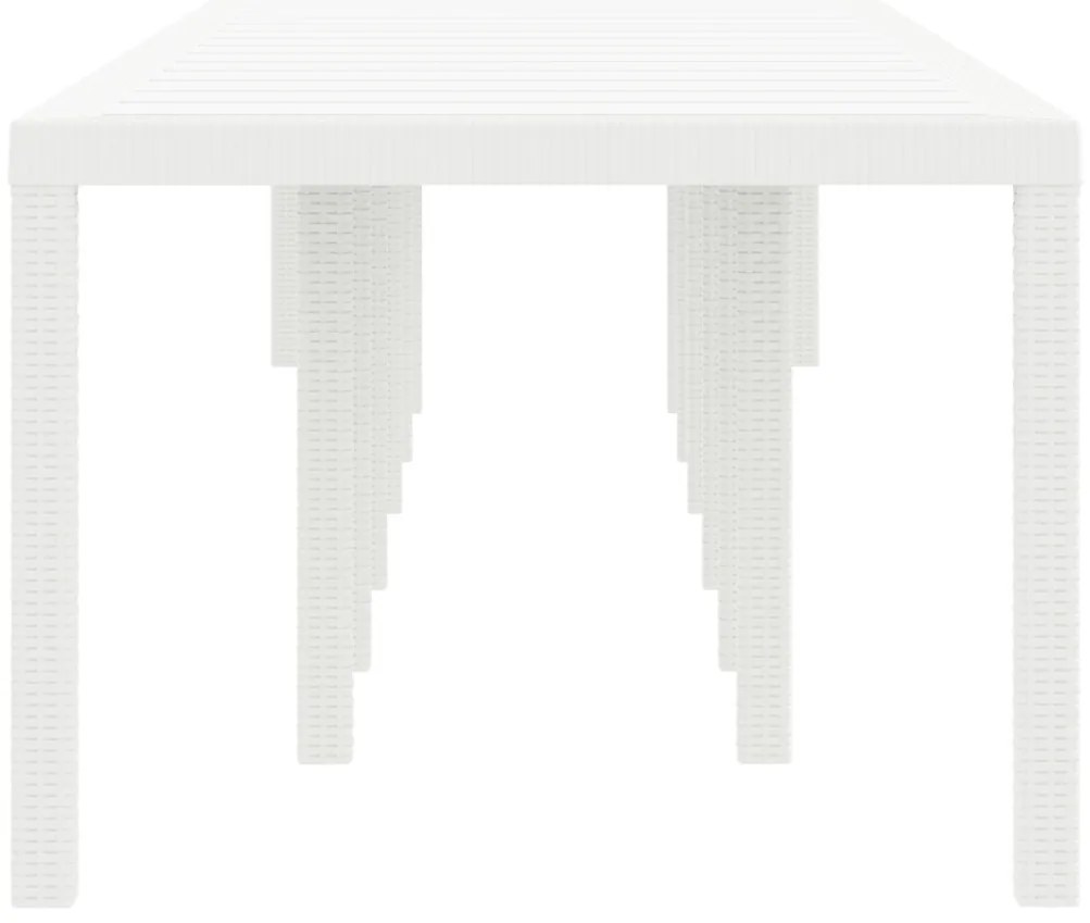 Kerti Asztal Fehér 400x100x73 cm Poli Rattan
