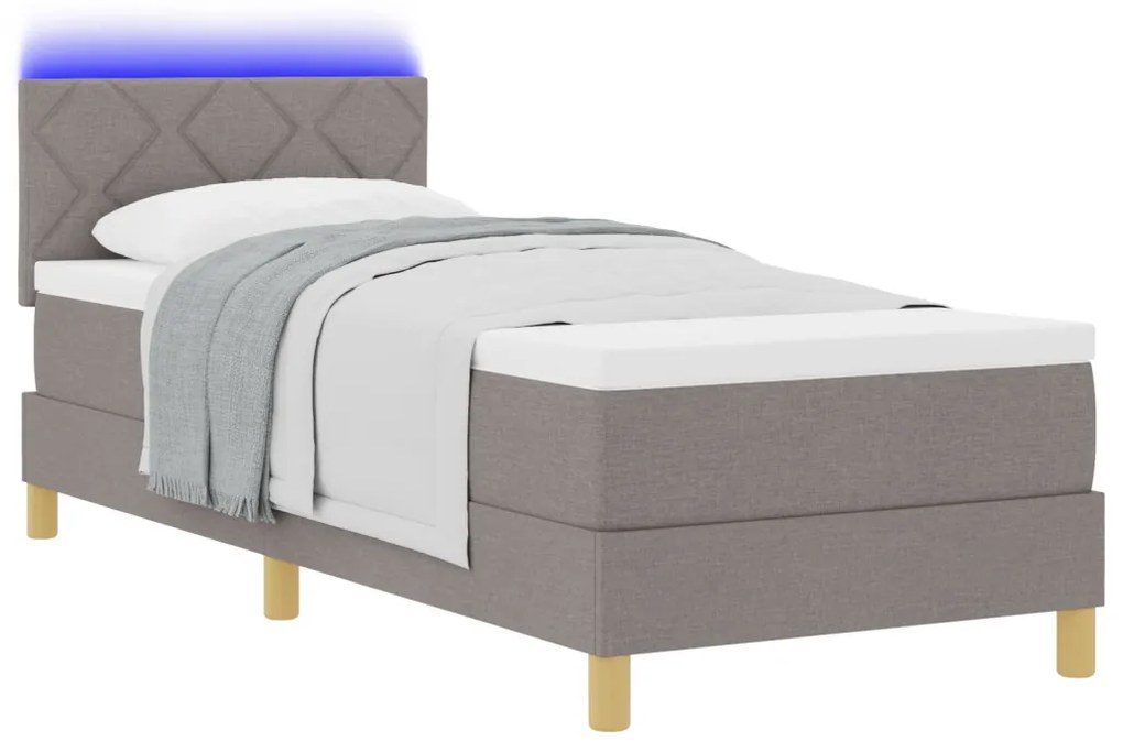 Boxspring ágy matraccal és LED bézs 80x200 cm szövet