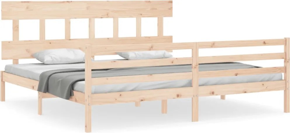 vidaXL tömör fa ágykeret fejtámlával 200 x 200 cm