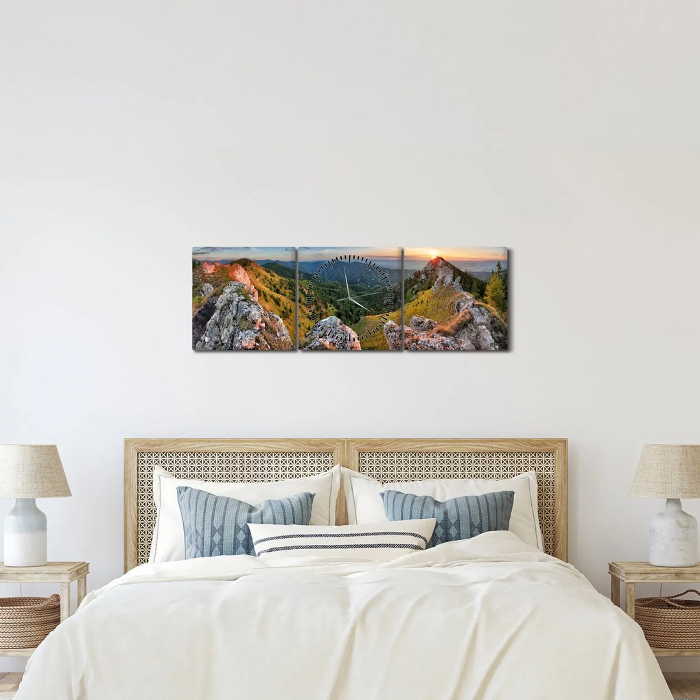 Kép - Hegyi táj (órával) (90x30 cm)