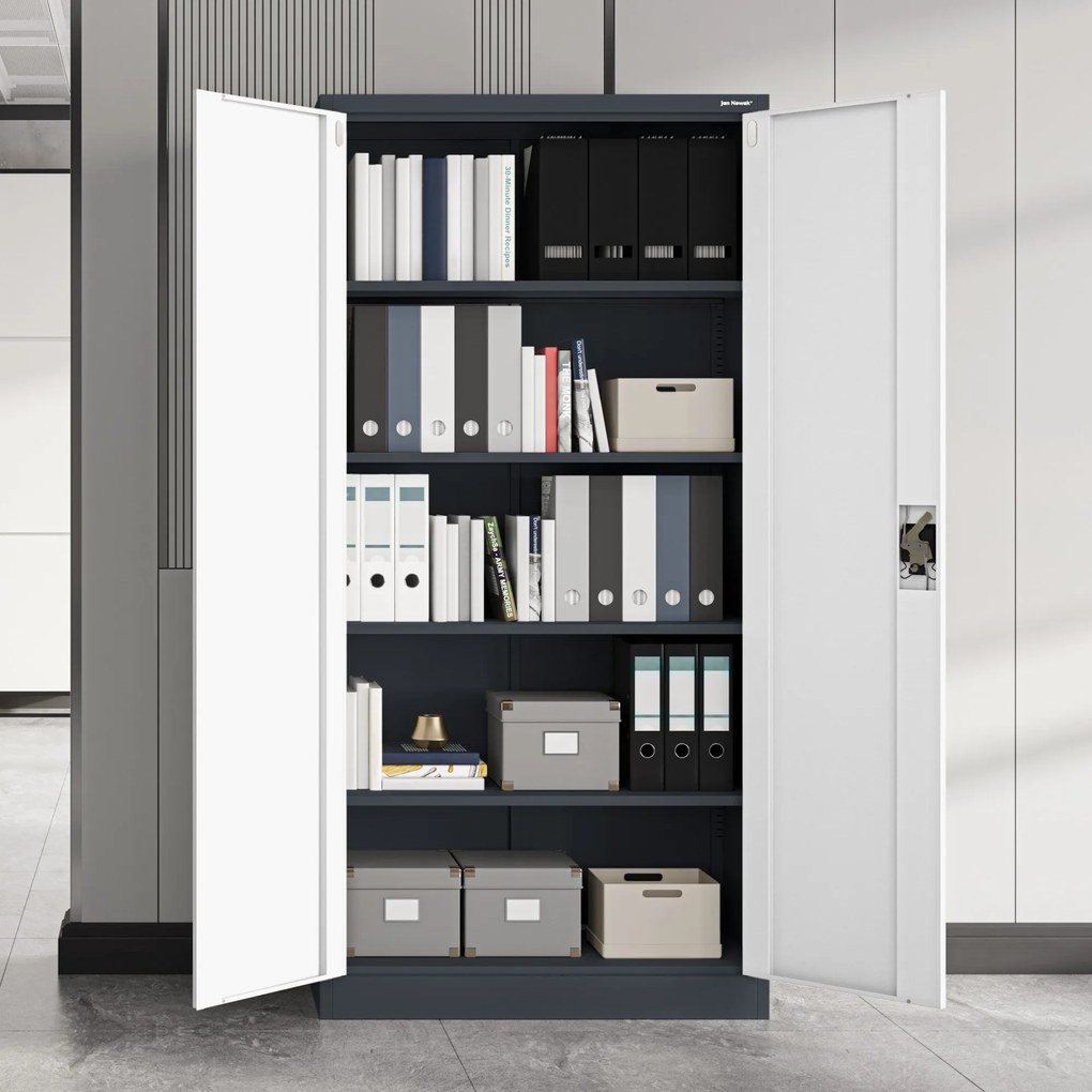 Fém iratszekrény JAN, 900 x 1850 x 400 mm, antracit-fehér
