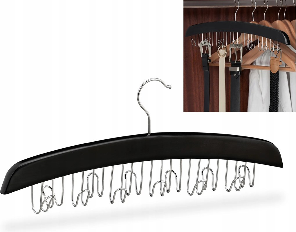 Relaxdays fekete fa Akasztós fogas