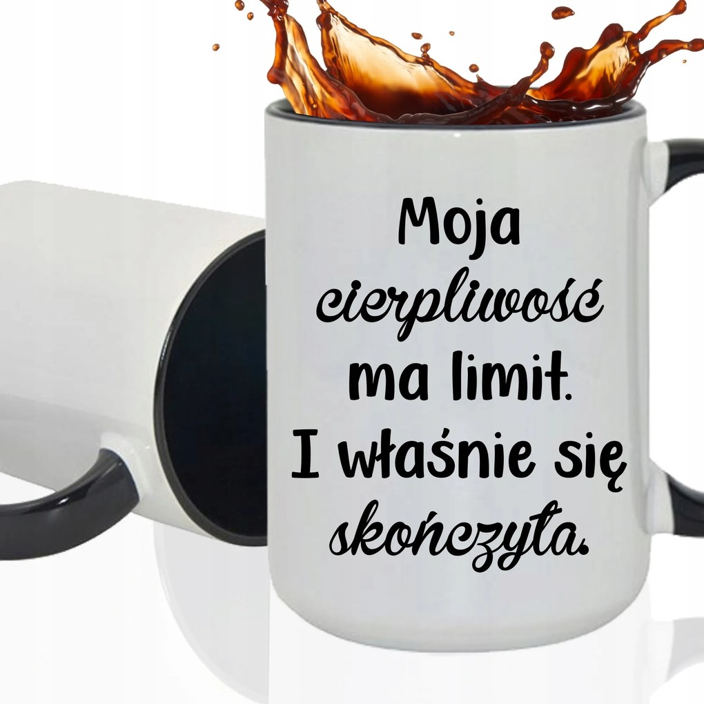 Bögre Fehér XXL Belső Fekete Kerámia Vicces Kütyü Türelmi Korlát