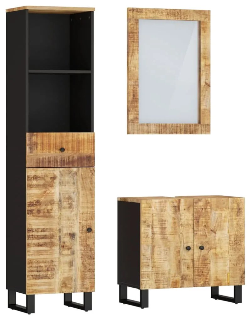 3 részes tömör mangófa fürdőszobai bútorszett