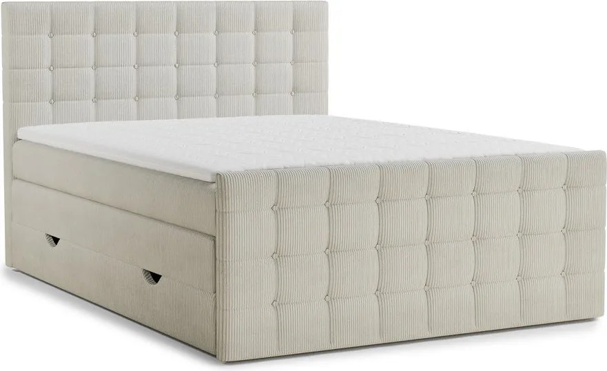 Krémszínű ágyneműtartós boxspring ágy 160x200 cm Tasca – Maison de Rêve