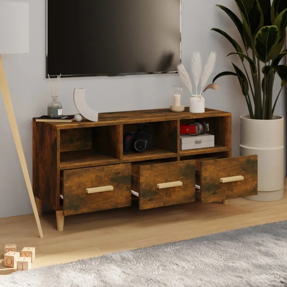 füstös tölgy színű szerelt fa TV-szekrény 102 x 36 x 50 cm