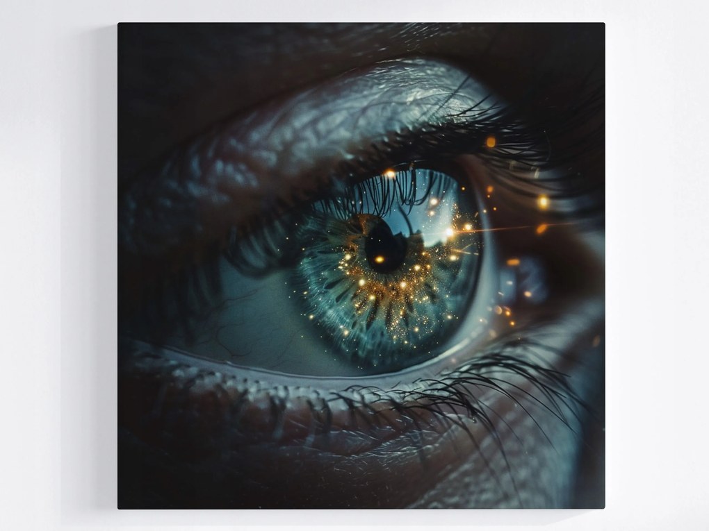 Poszter Fotó Makró Szem Csillagok Kozmosz Arany 40x40