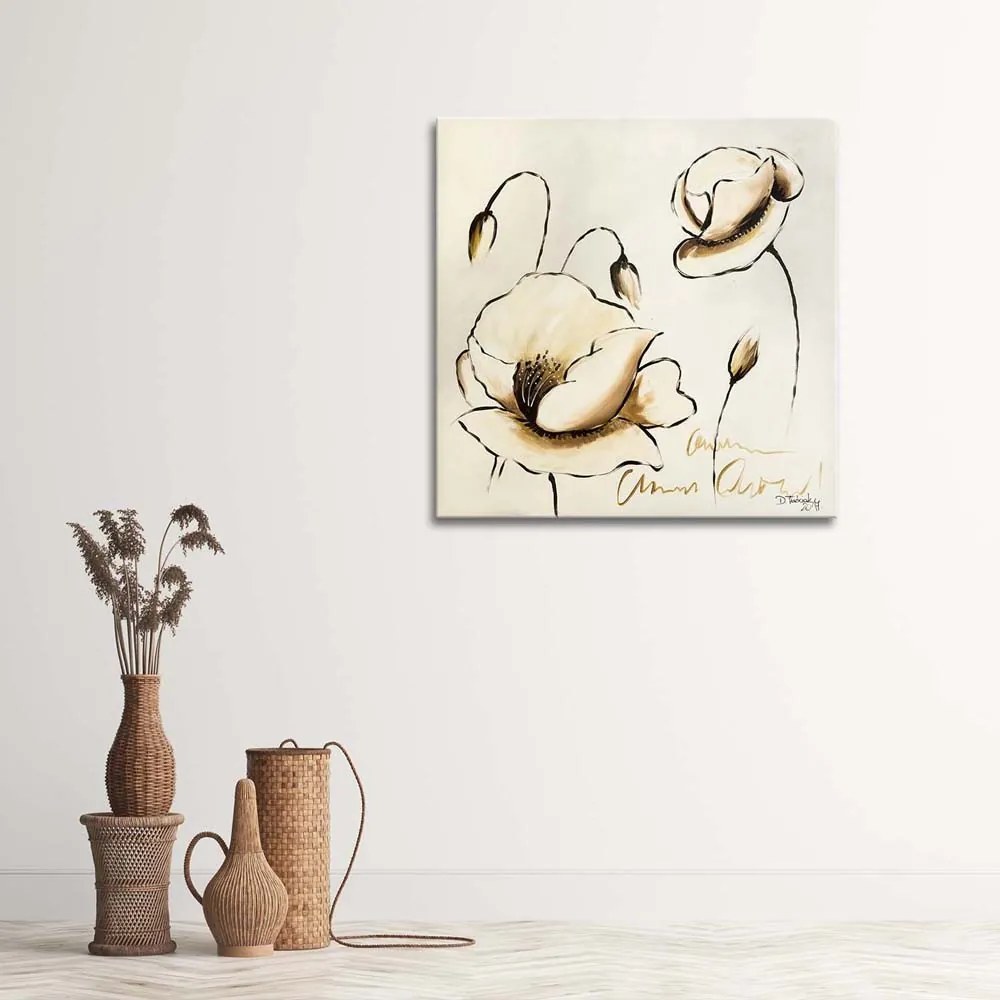 Gario Vászonkép Festett virágok Méret: 50 x 50 cm