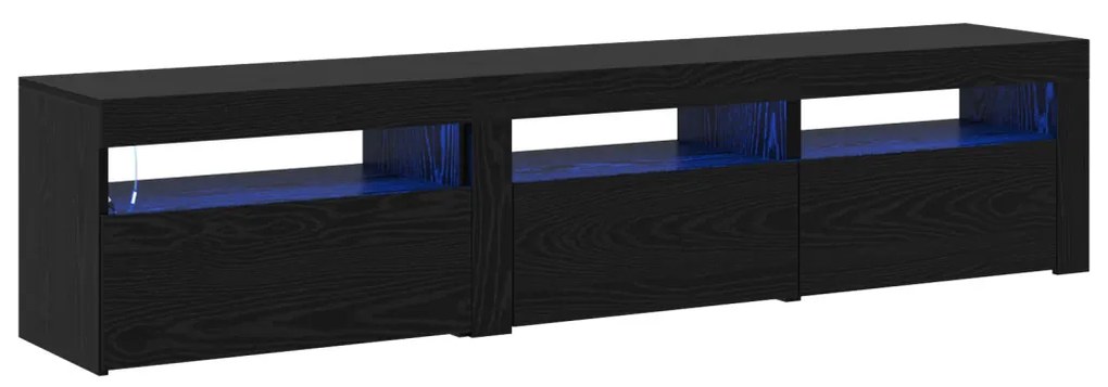 TV szekrények 2 db LED világítással Fekete tölgy MDF-ből