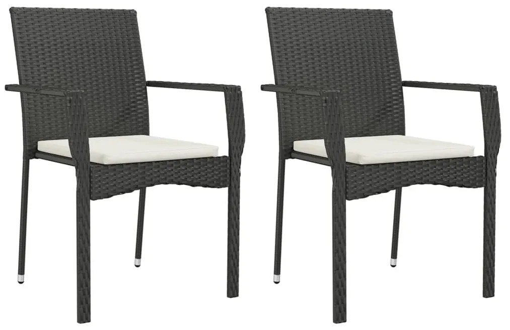 9 részes fekete polyrattan kerti étkezőgarnitúra párnákkal