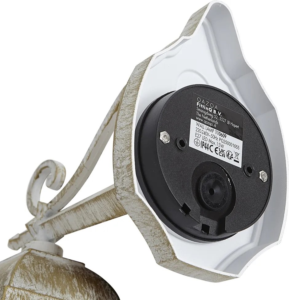 Vintage kültéri fali lámpa bézs színben, antik arany IP44 - Antigua Down