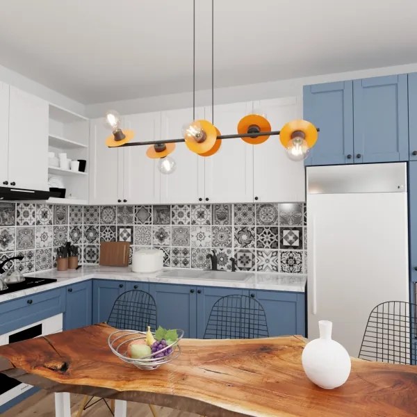 Csillár zsinóron TOKEN 6xE27/15W/230V narancs