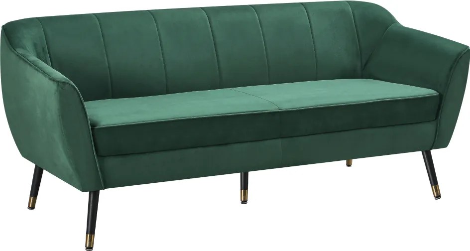 Design 3 személyes kanapé, zöld Velvet szövet/fekete/arany, VIODA