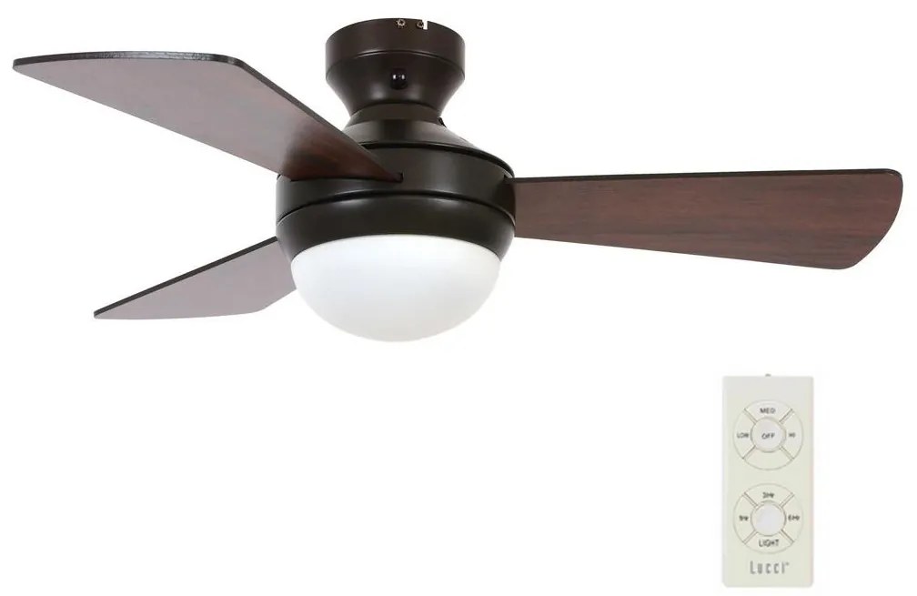 Lucci air Lucci Air 512311- Mennyezeti ventilátor AIRLIE HUGGER 2xE27/15W/230V fa/barna + távirányító FAN00242