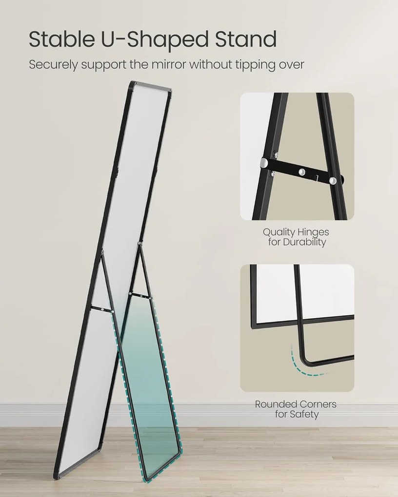 állótükör, 165 x 60 cm, fekete