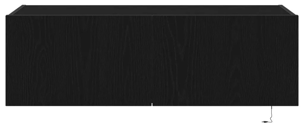 TV Falióra LED világítással Fekete Tölgy 100x35x31 cm