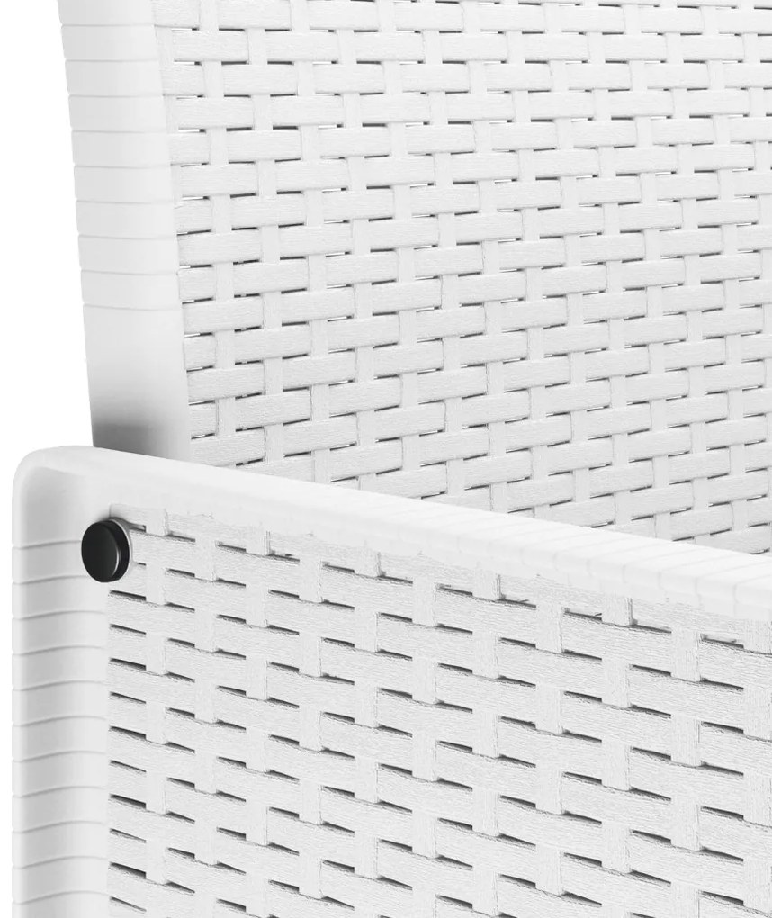3 Részes Kerti Étkezőszett Párnákkal Fehér Poli Rattan
