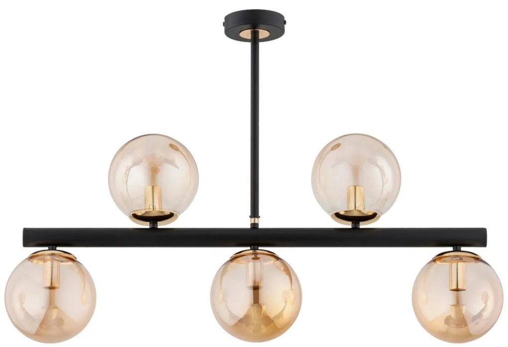 Csillár rúdon TUKANE 5xE14/10W/230V fekete/arany