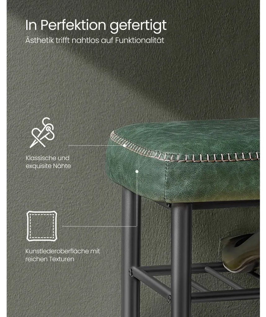 ECHO cipőpad 2 szintes, műbőr borítás, erdőzöld, 30 x 80 x 50 cm