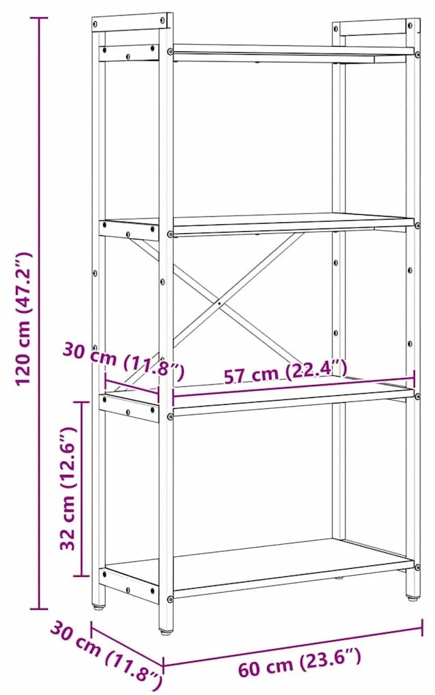 Könyvszekrény sonoma tölgy 60 x 30 x 118 cm Faanyag