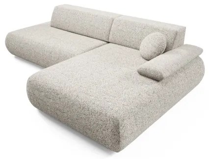 PRATO jobb oldali, L-alakú, kihúzható sarokkanapé tárolóval, bézs