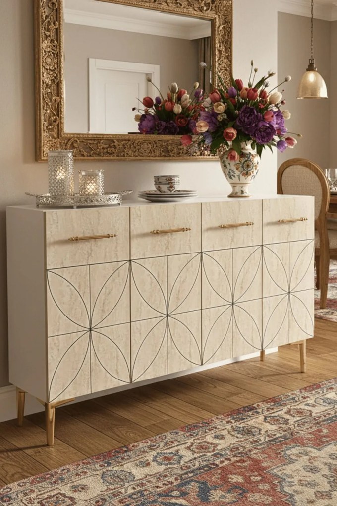 Eliz 120 - White, Travertine