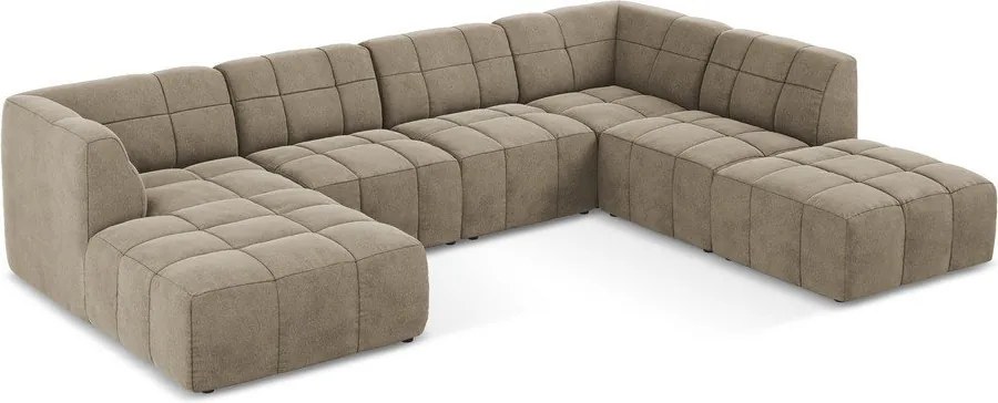 Barna bársony sarokkanapé (U alakú) Aloha – Makamii