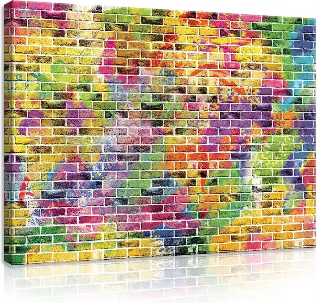 Vászonkép falikép sárga zöld színes tégla