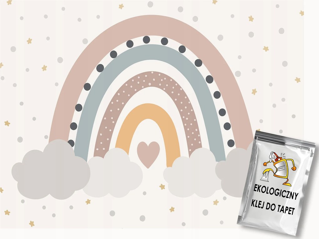 Fotótapéta Flizelina Gyerekek Ég Csillagok Szivárvány Szív Scandi 100x75 ragasztó