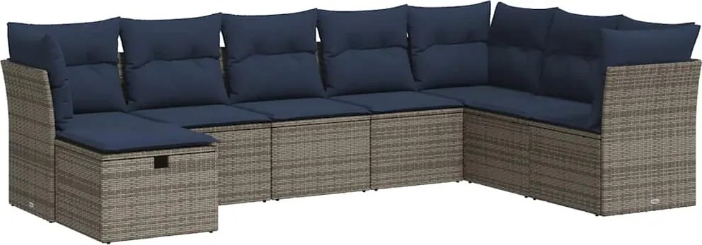 vidaXL 9 részes szürke polyrattan kerti ülőgarnitúra párnákkal