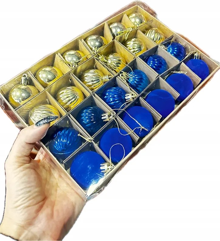 Műanyag karácsonyfadísz szett 24 db-os (átmérő 4cm)