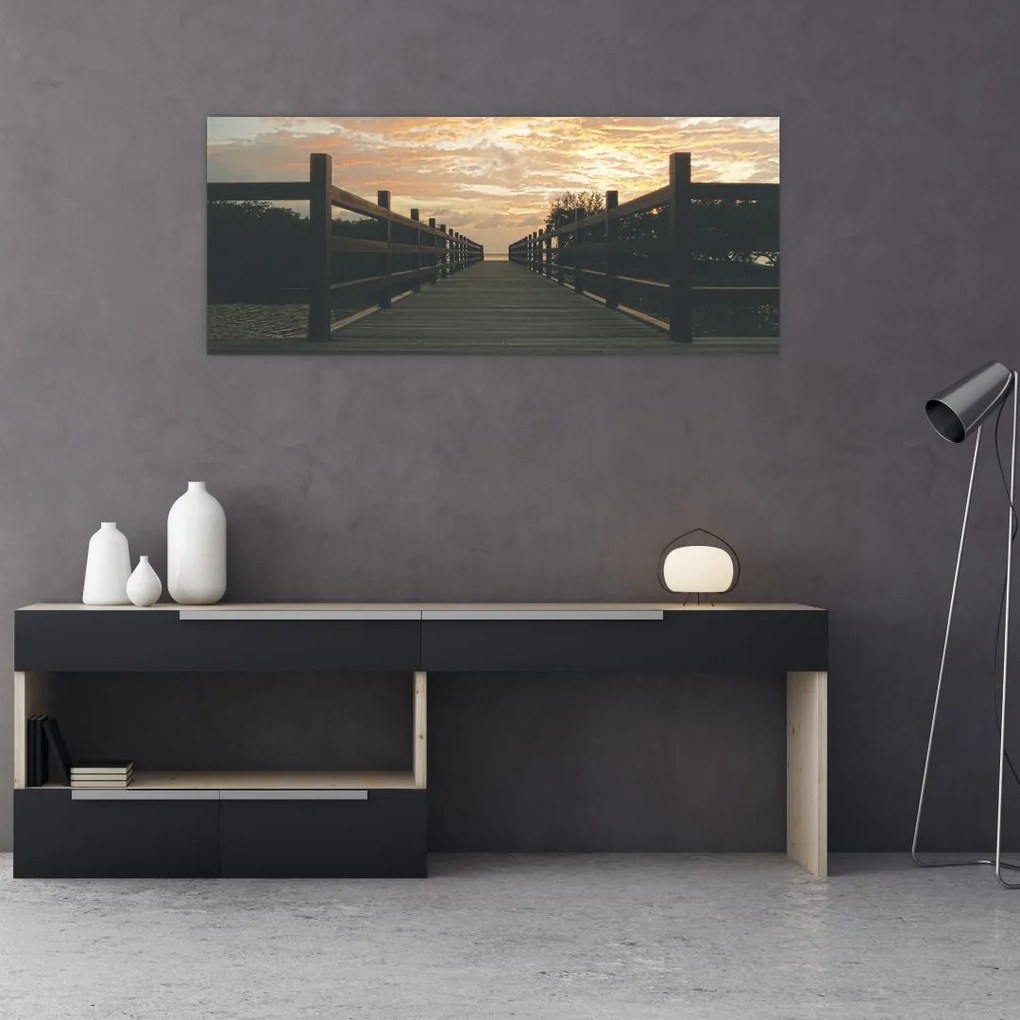 Egy fa móló képe a tó felett (120x50 cm)