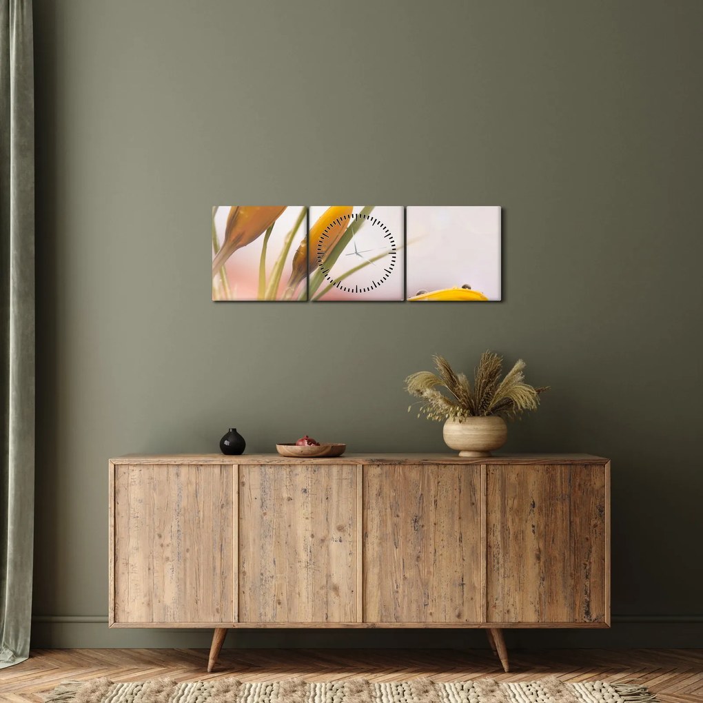 Kép - Tavaszi virágok (órával) (90x30 cm)