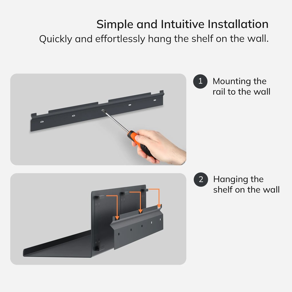 Fali polc JOANNE 700 mm, antracitszürke