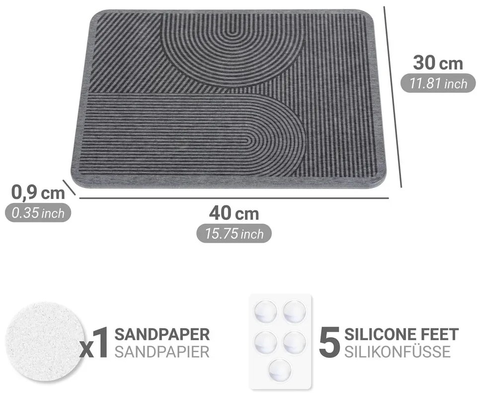 Szürke kovaföld edénycsepegtető alátét 40x30 cm Damon – Wenko