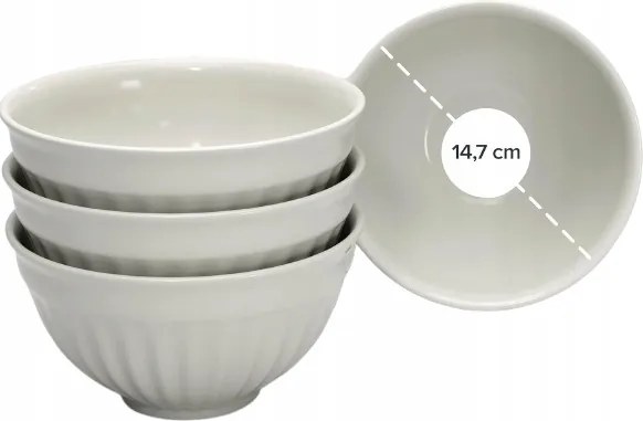 Kerámia Tál Szett Pure Living Tört Fehér 4 Db 14,7 CM