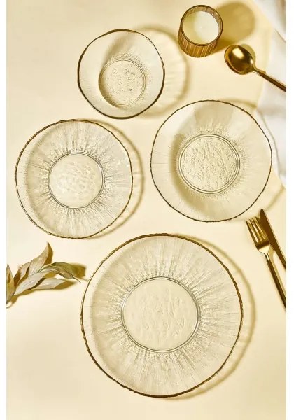 24 darabos étkészlet – átlátszó üveg, arany