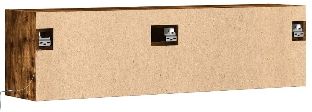 füstös tölgy színű fali TV-szekrény LED-ekkel 140 x 31 x 38 cm