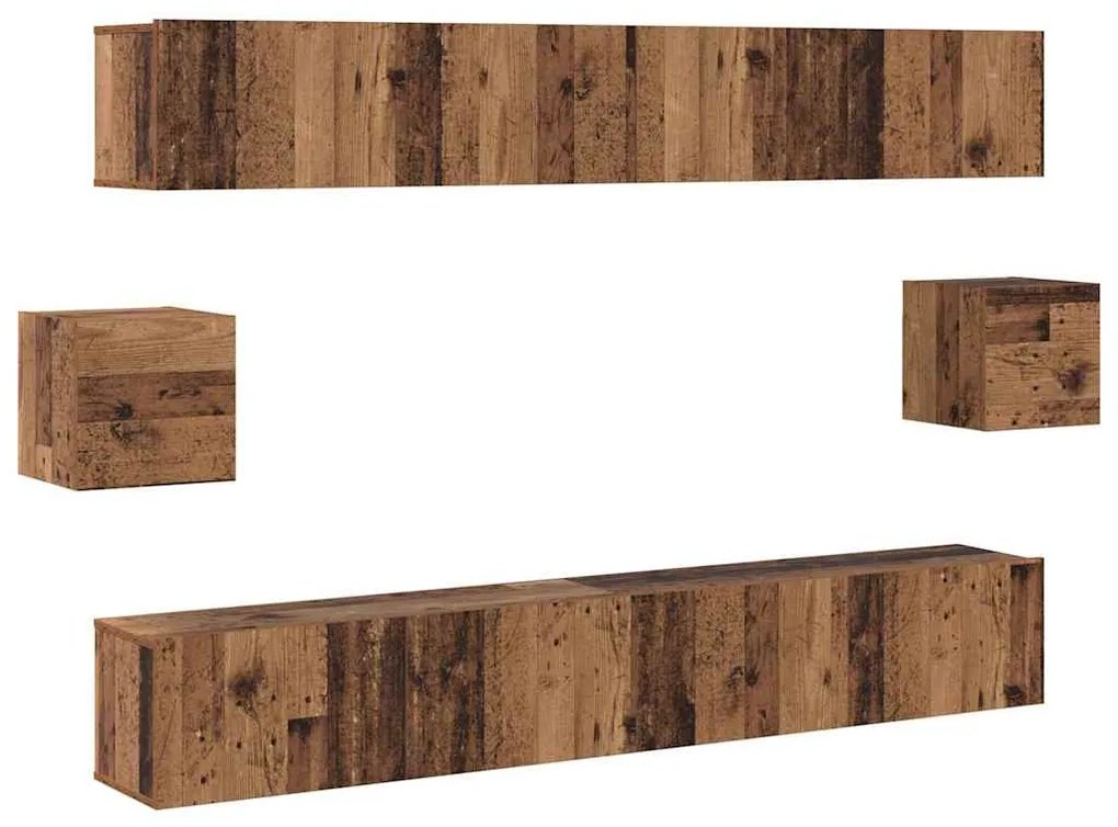 TV szekrény garnitúra 6 pcs Régi fa 100 x 30 x 30 cm faszínű