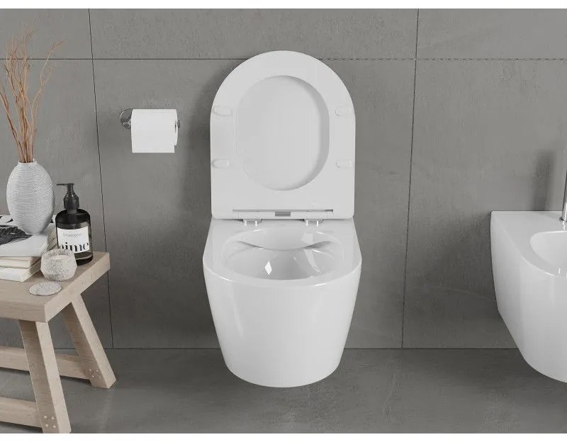 Mexen Carmen függő WC Perem nélküli WC vékony ülőkével hőre keményedő, fehér - 30880300