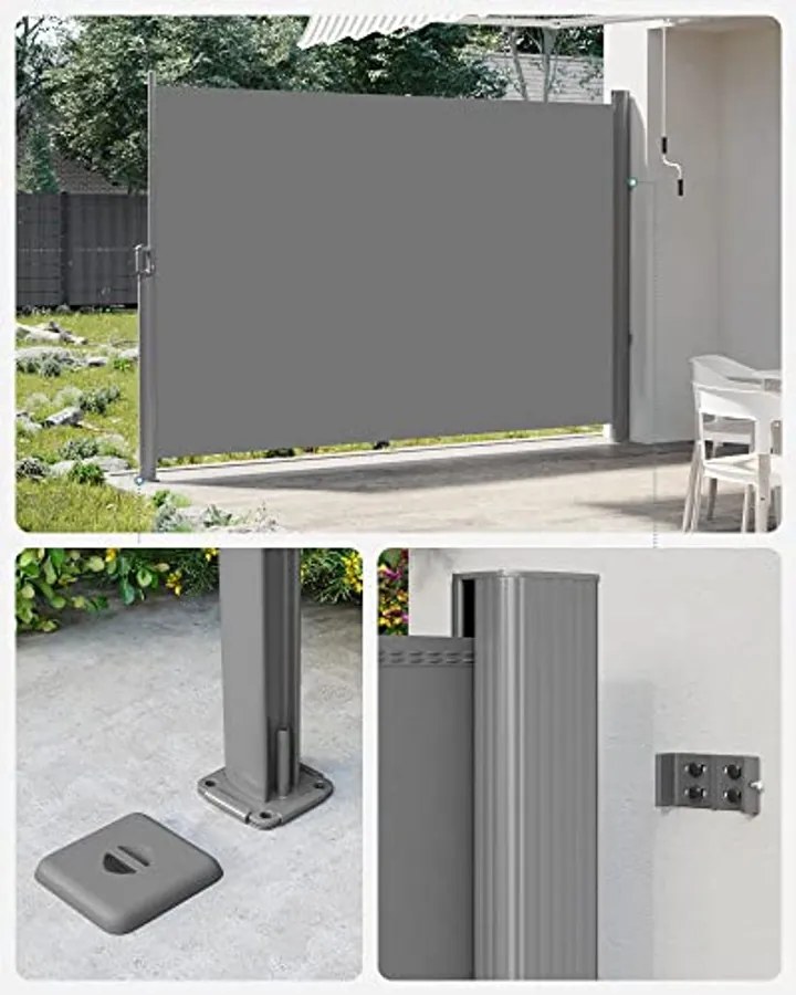 Oldalsó napellenző, kihúzató, 180*350 cm, szürke