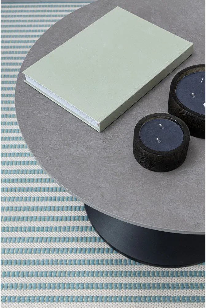 Fekete kerek dohányzóasztal márvány dekoros asztallappal ø 70 cm Joona – Bizzotto