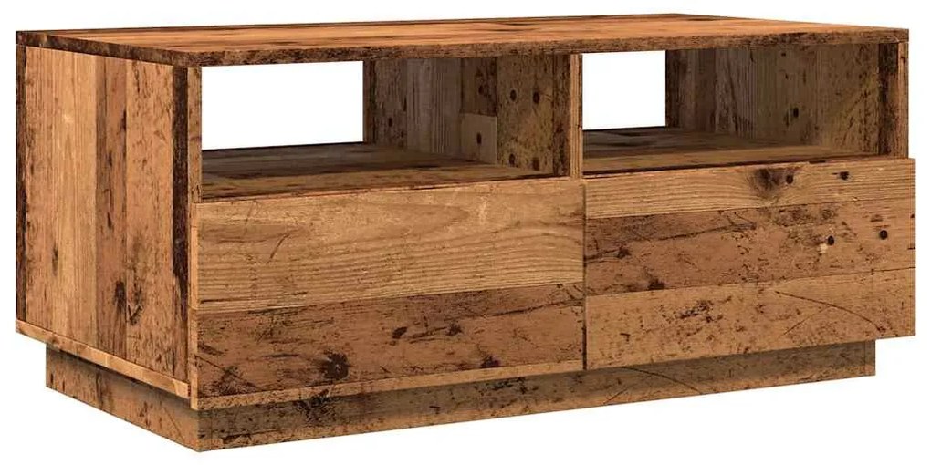 Antik fa színű dohányzóasztal LED-lámpákkal 90 x 49 x 40 cm