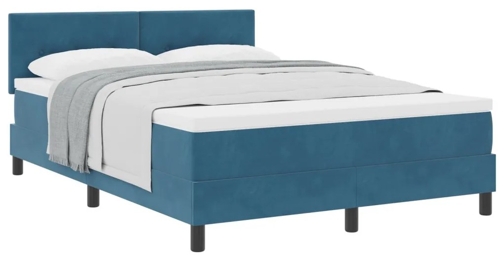 Boxspring Ágy Matrac 140x200 cm Sötét Kék Pehely