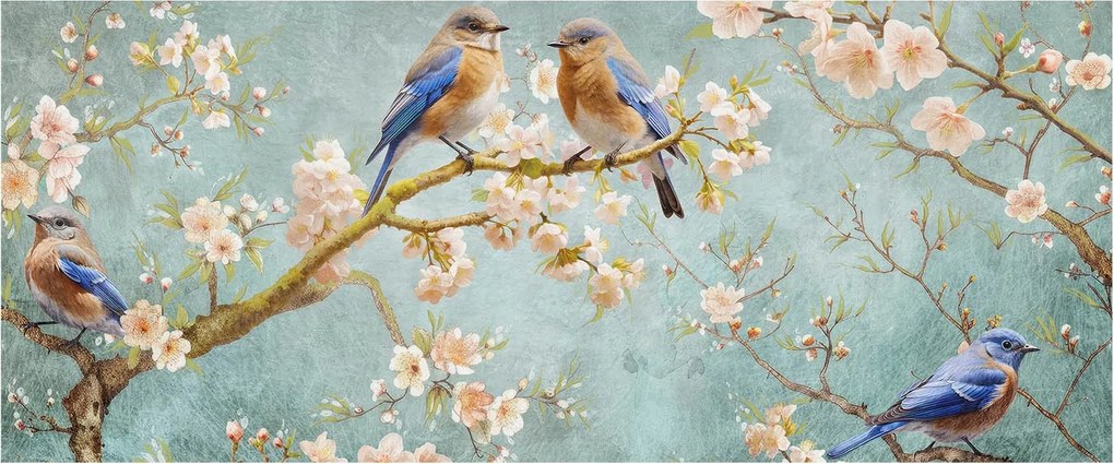 Fotótapéta Flizelin Tapéta Hálószobába és Nappaliba Tavaszi madarak 250x104