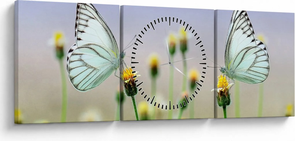 Pillangók eképe a virágon (órával) (90x30 cm)