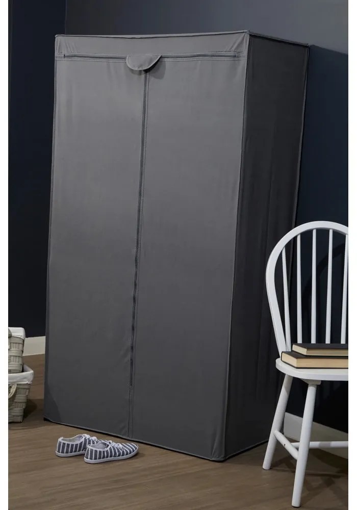 Szürke textil ruhásszekrény 90x160 cm Dara – Premier Housewares
