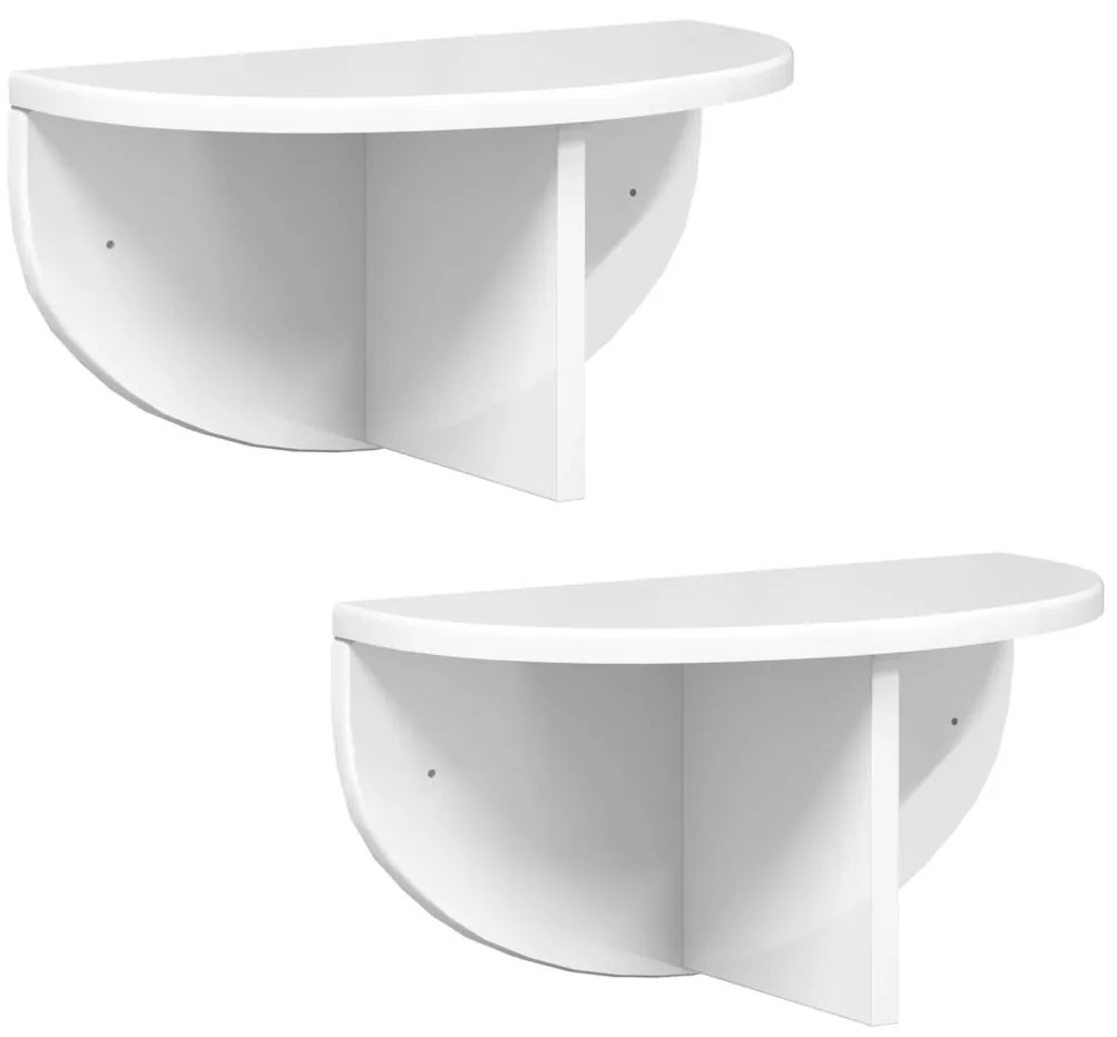 vidaXL Falpolc 2 pcs Magas Fényű Fehér 38 x 19 x 19 cm Faanyag