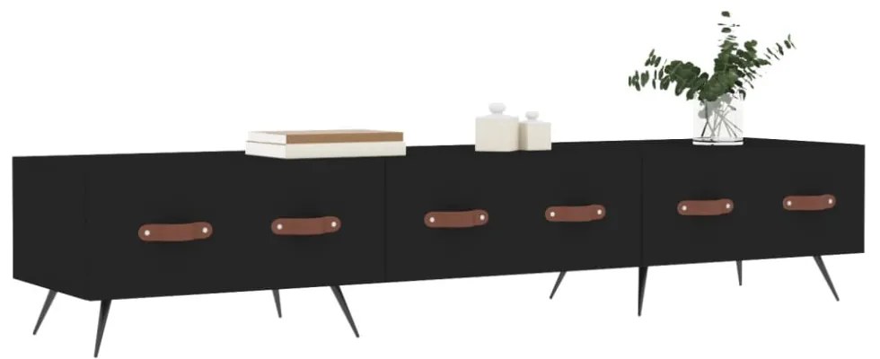 fekete szerelt fa TV-szekrény 150 x 36 x 50 cm